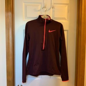 Maroon Nike pro dri-fit half zip